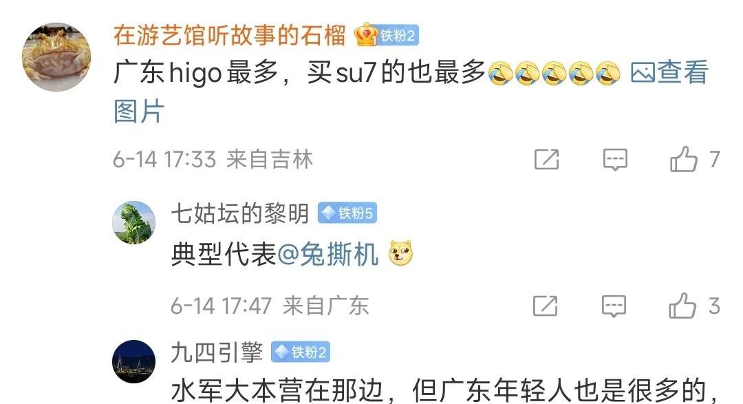 冷知识：在网上骂小米最多的，是广东IP。
但是在现实里，广东省的小米SU7销量也