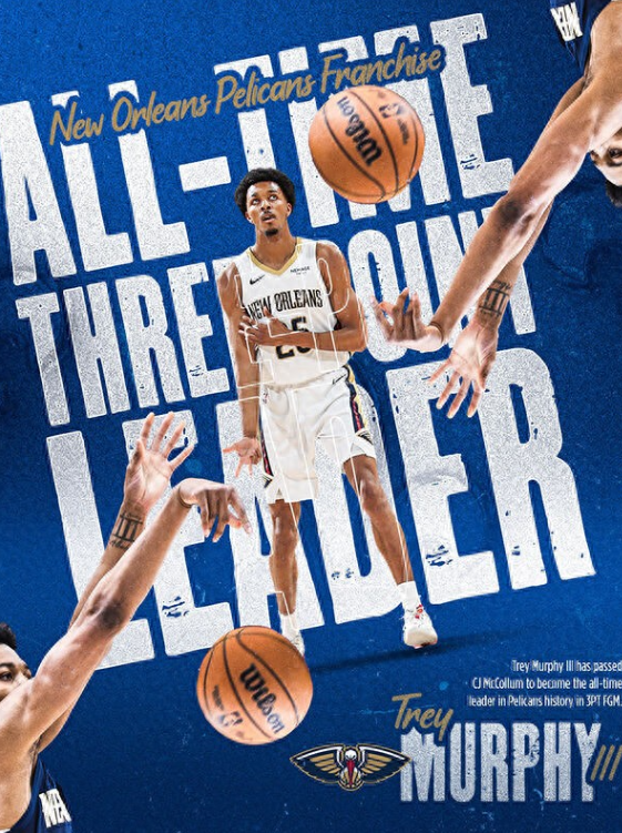 1月5日，新奥尔良鹈鹕客场挑战迈阿密热火。
凭借着第二节还剩3分59秒命中的一记