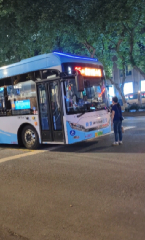 6月9日，江苏南京，一女子眼看公交即将驶离站台，突然冲过去拍门要求上车，但此时车