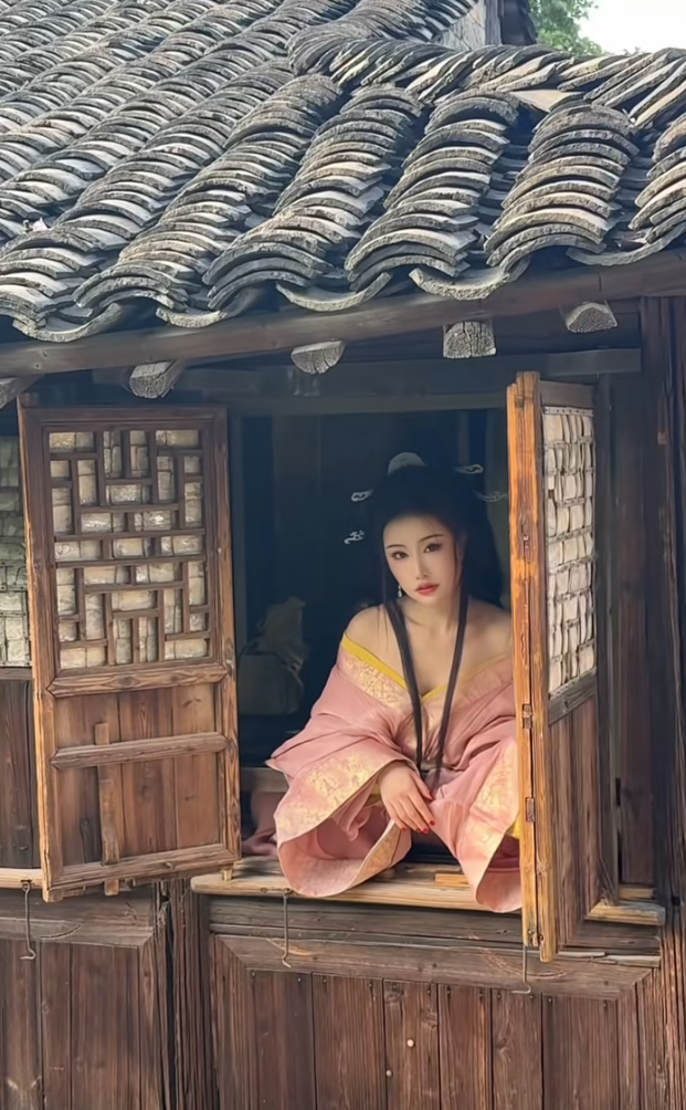 让人联想到金莲开窗的掉个棍子砸西门庆画面