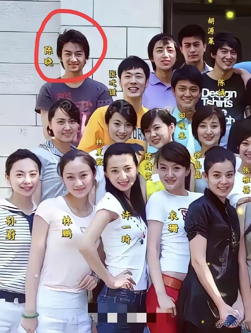 陈晓的同学里似乎没有特别出名的呢。

第一排左二的那个女孩，现在看起来真漂亮，但