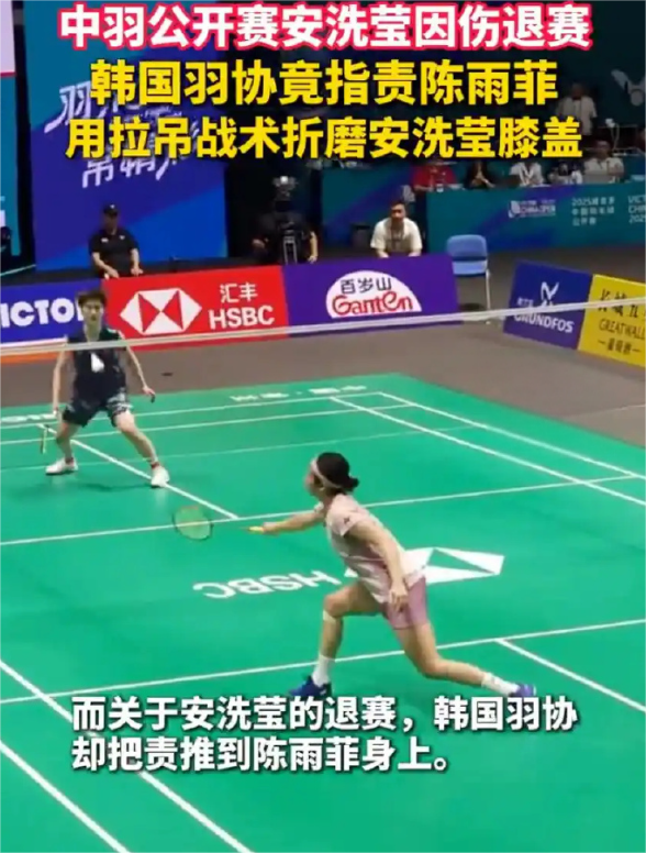 中国羽毛球公开赛女单项目上，世界第一的韩国安洗莹在半决赛上与韩悦展开较量。但因伤