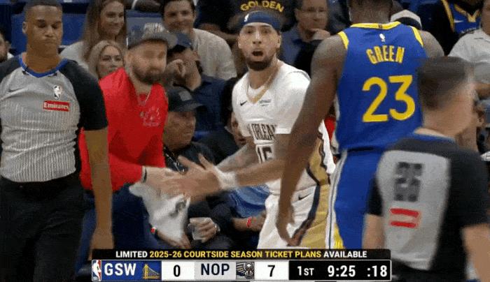 不服就干？追梦开局就和老六纠缠！
在今天NBA常规赛勇士对阵鹈鹕的第一节比赛中，