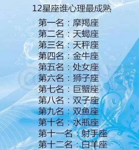 12星座谁的心理最成熟？
