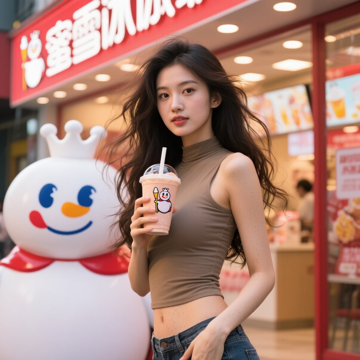 清凉蜜雪配娇俏佳人，这组合绝了！
