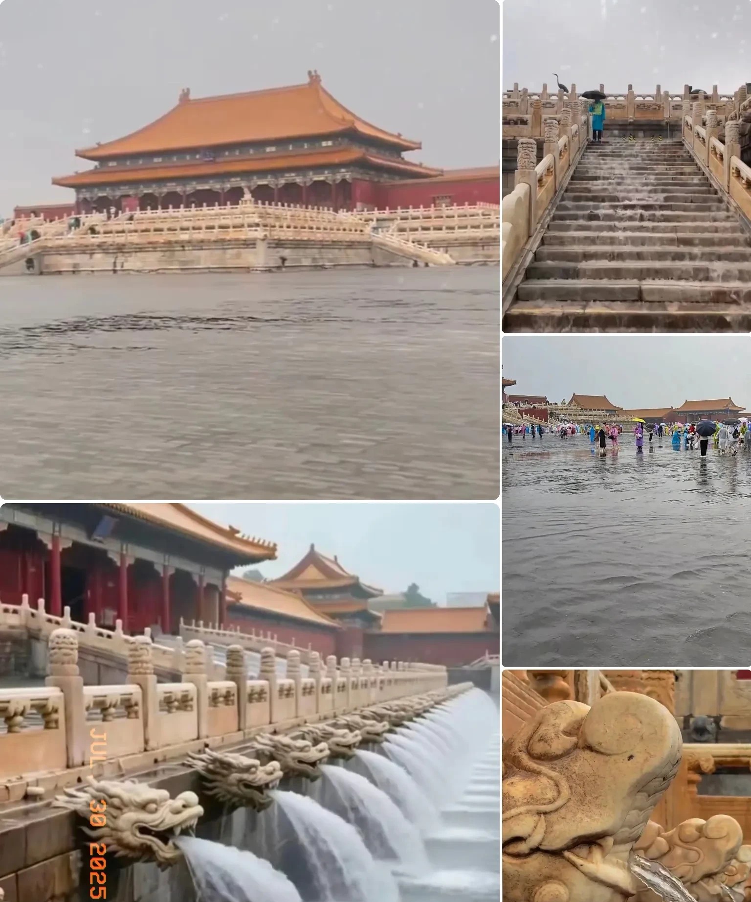 近几日，故宫在极端天气下出现了积水现象，令人惊讶。

随着近年来暴雨天气的频