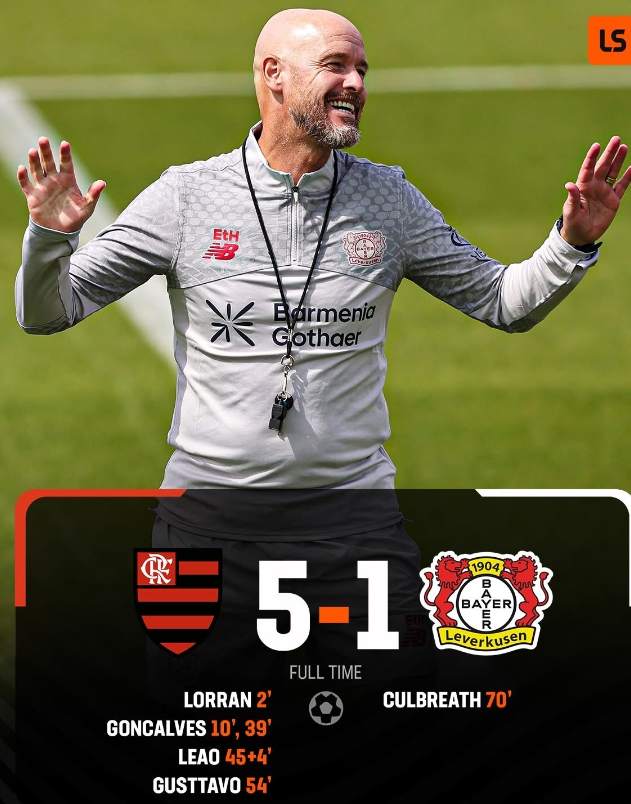 拜仁勒沃库森在季前友谊赛中惨败给弗拉门戈U20，埃里克·滕哈赫正是这场比赛的教练