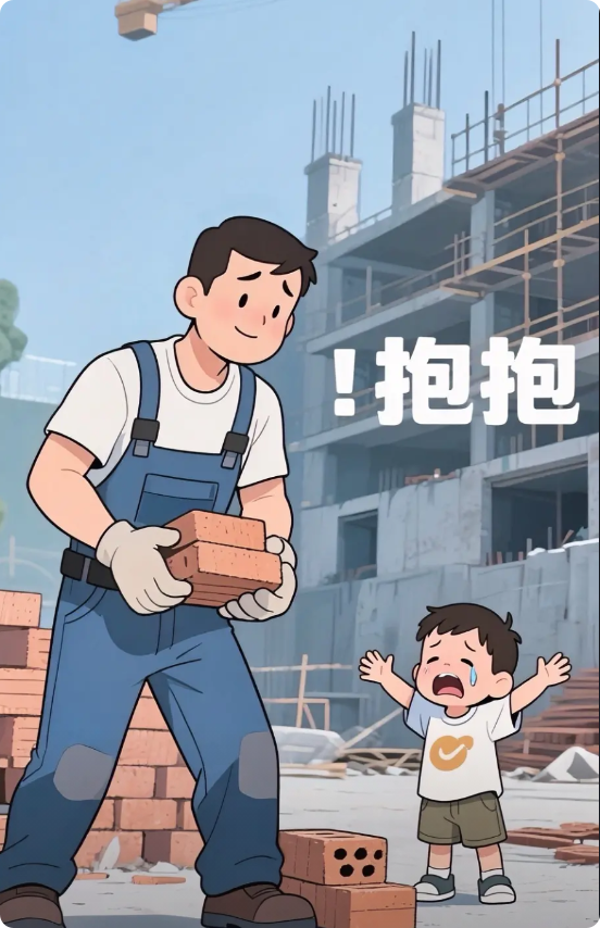 挣钱和陪孩子
到底哪个比较重要
我去搬砖就空不出手来抱你

今天看到一个视频，爸