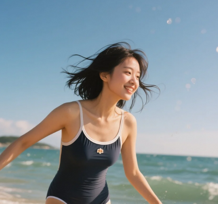 连体剪裁的夏日叙事诗，用褶皱书写海滩情书