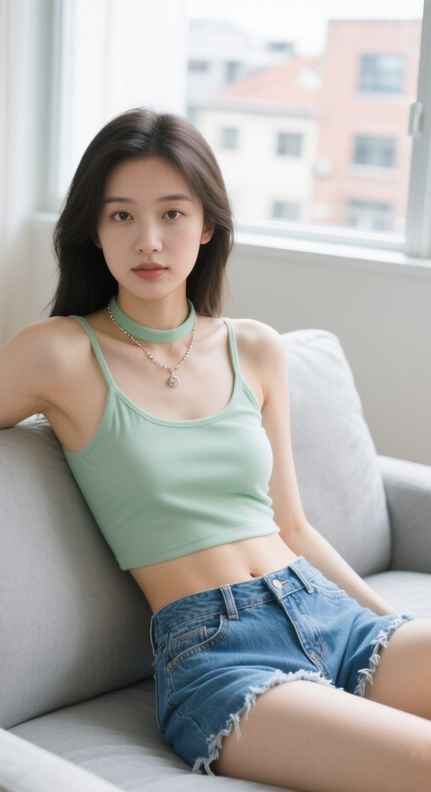 气质仙女盘腿而坐，光影交织唯美瞬间