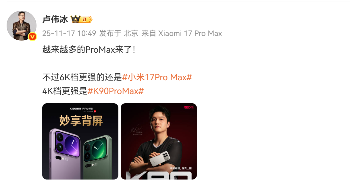 正版的Pro Max——iPhone17 Pro Max。

盗版的Pro Ma