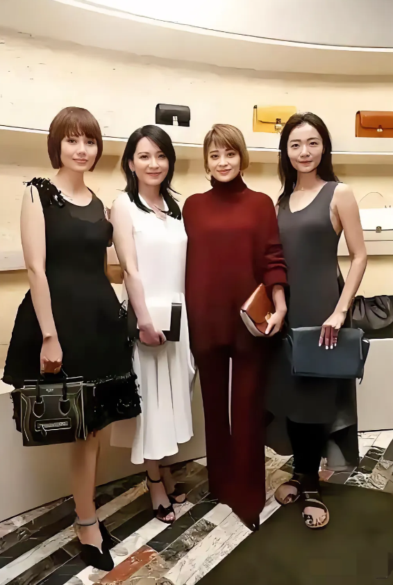 这张合影梅婷太美了，一身安哥拉红太有气质了，把身边的袁泉都显得黯淡无光了！你们看