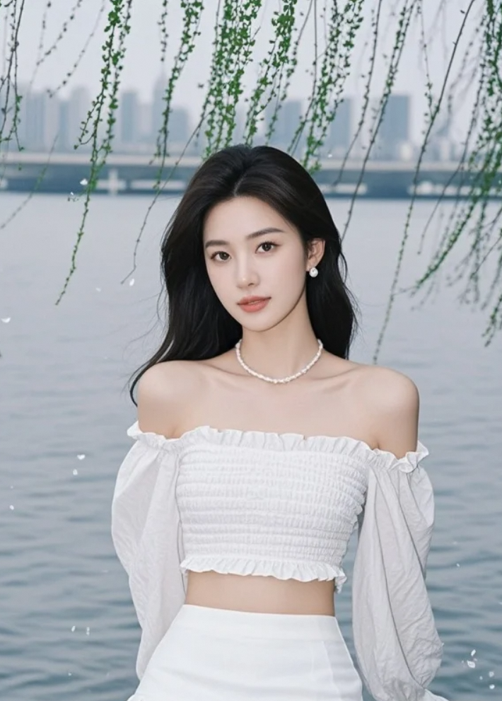 江水东流，柳絮西飞，她站在中间，美得让人心疼。
