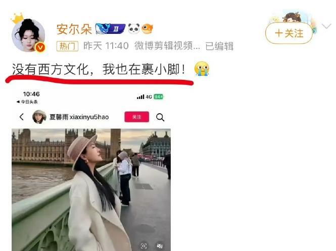 “没有西方文化，我还在裹小脚！我能享受到的一切现代文明都感谢西方的文化入侵！”近