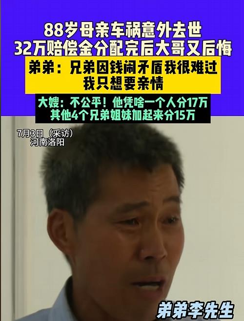 “养的时候一个不见，分钱时个个到场！”河南一88岁的老母亲不幸遭遇车祸离世，留下