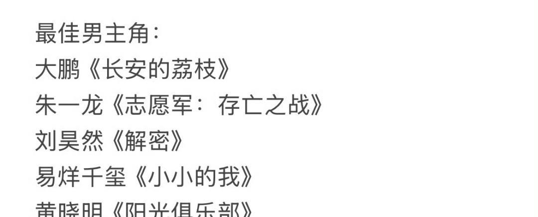 金鸡奖提名名单公布，这次最佳男主竞争比较激烈。
易烊千玺凭借电影《小小的我》入围