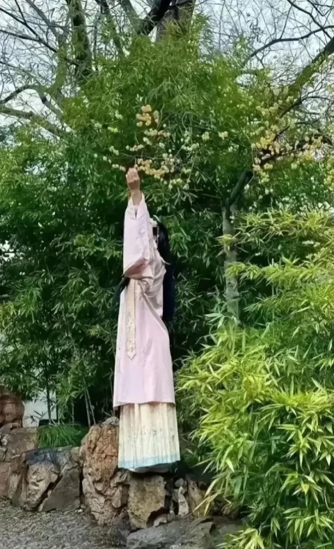 陕西，一名女子和男朋友到一处景区游玩，两人边走边欣赏风景，就在这时，女子突然看中