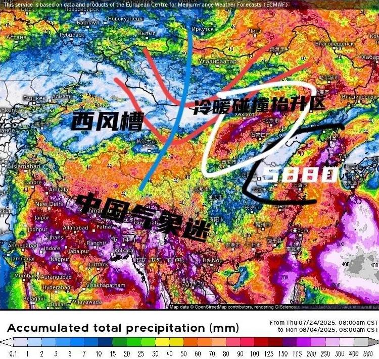 简单的说一下未来一段时间我国的降水情况
由于副热带高压位置+西风带环流的原因（如