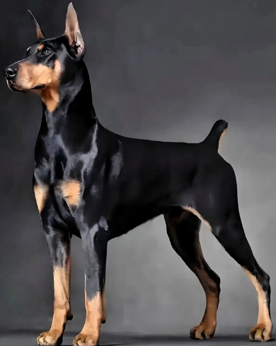 杜宾犬，好斗，大型犬，
爱狗的人是真爱，当孩子一样爱，怕狗的人也是真怕，尤其是孩