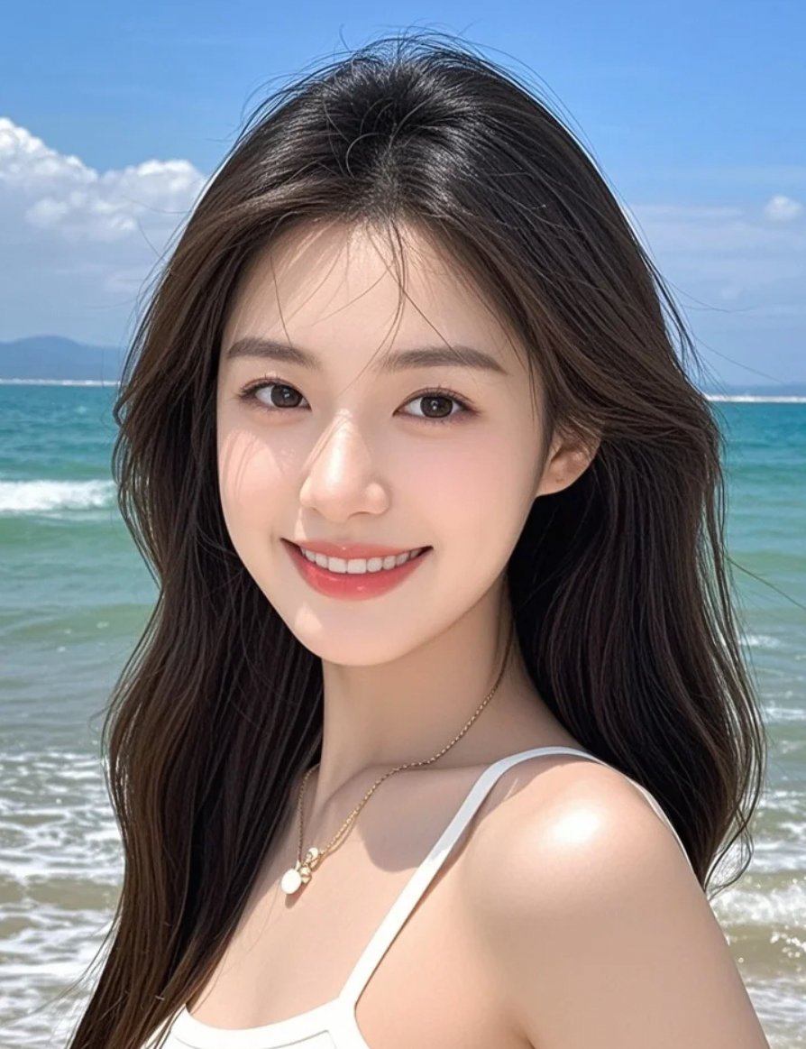 没有滤镜也很美，毕竟背景是大海