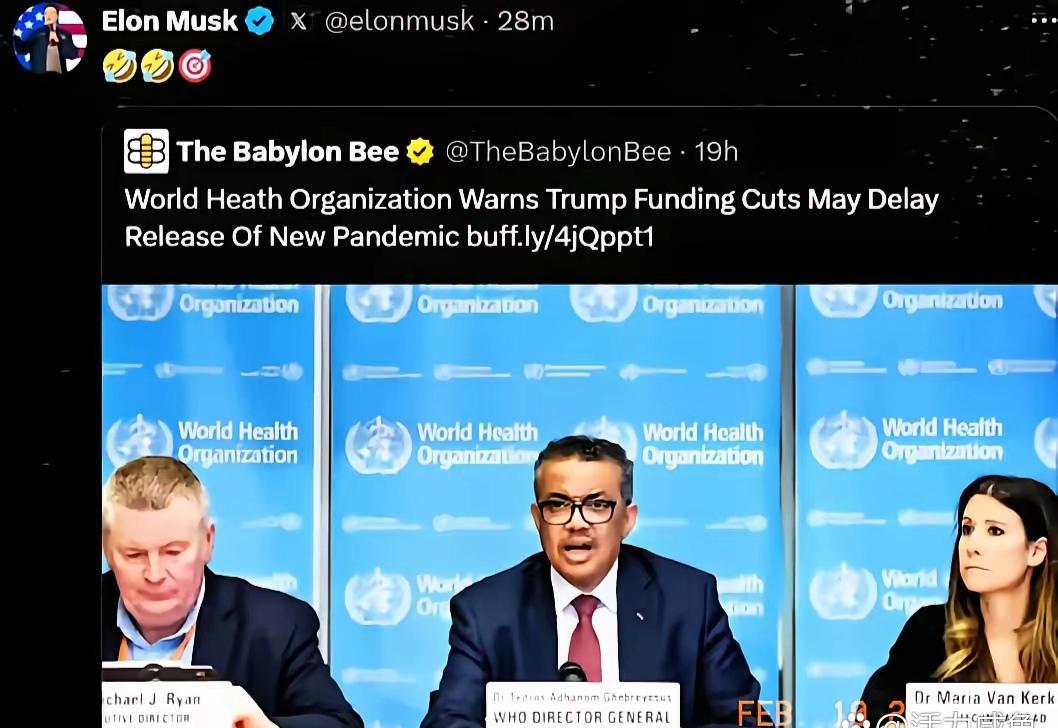 马斯克号召全球退出WHO，认为WHO有三大问题

第一，疫情期间某国的死亡人数