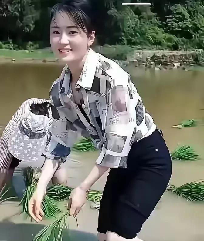 美女栽秧抬头望
情哥快来帮帮忙
待到稻穗金黄时
一起牵手进洞房
[捂脸][捂脸]