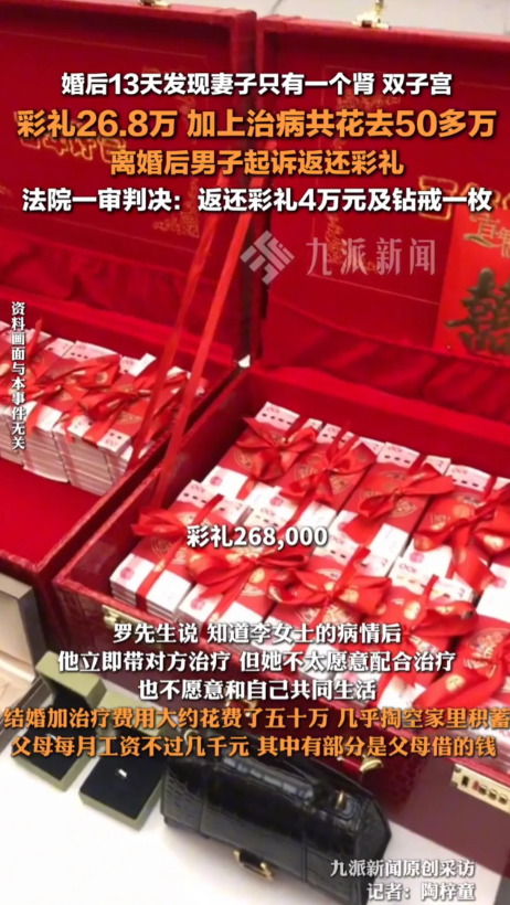 江西南昌，男子共计支付30多万元后相亲结婚，可刚结婚不久，男子就发现妻子患先天性