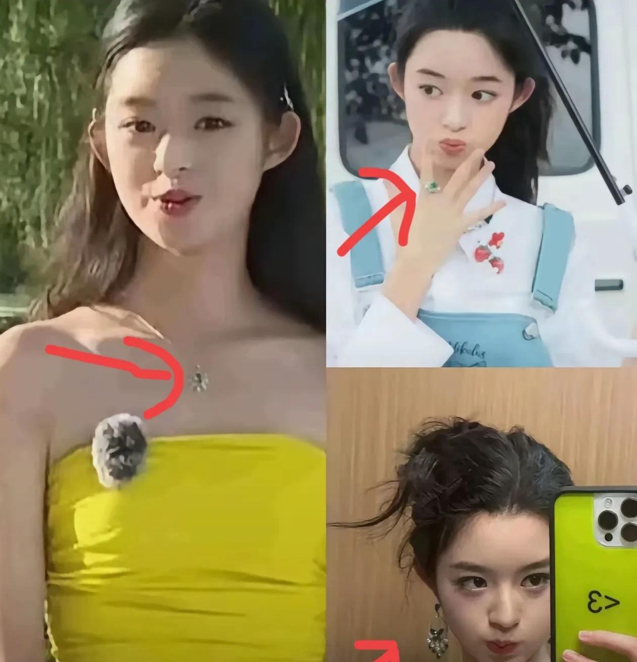 黄杨钿甜估计抓破头都想不明白，
以前也经常拍照，
耳环明明是她佩戴最便宜的那款，
