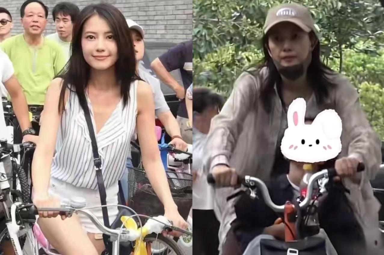 高圆圆骑车，原来女神状态的好坏取决带不带孩子呀！