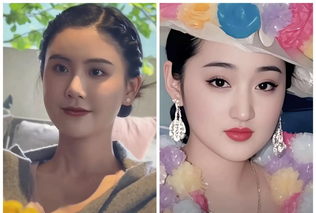 单独看楚玲非常漂亮，圆圆肉肉的脸，大大的眼睛，但是，一把她的照片和杨钰莹的照片放