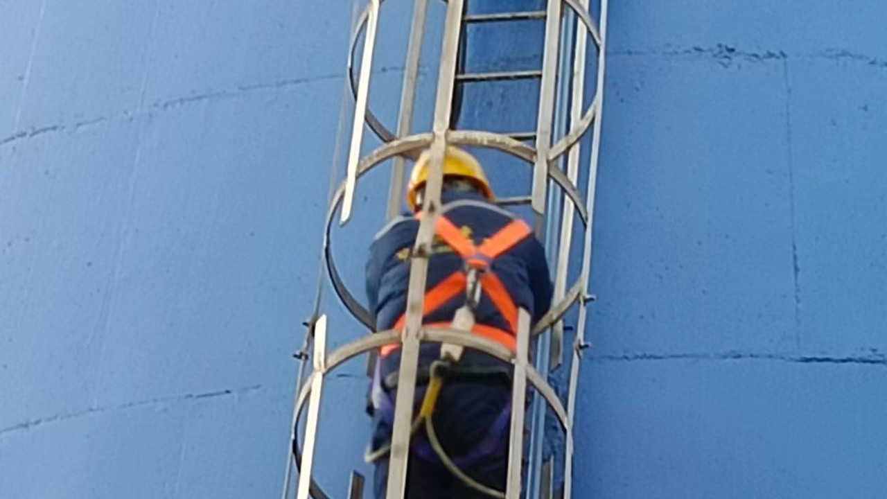 烟囱爬梯防腐刷漆项目圆满竣工 刷漆防腐护爬梯