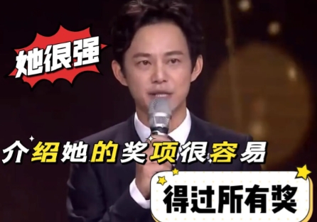 一次，何炅在颁奖典礼上，介绍一位实力派女星，当众人猜测是谁时，何炅说：“介绍她的