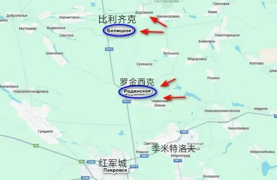 俄军中部集群部队正在展开对罗金西克和比利齐克的攻击，目的很明显，切断T0515公