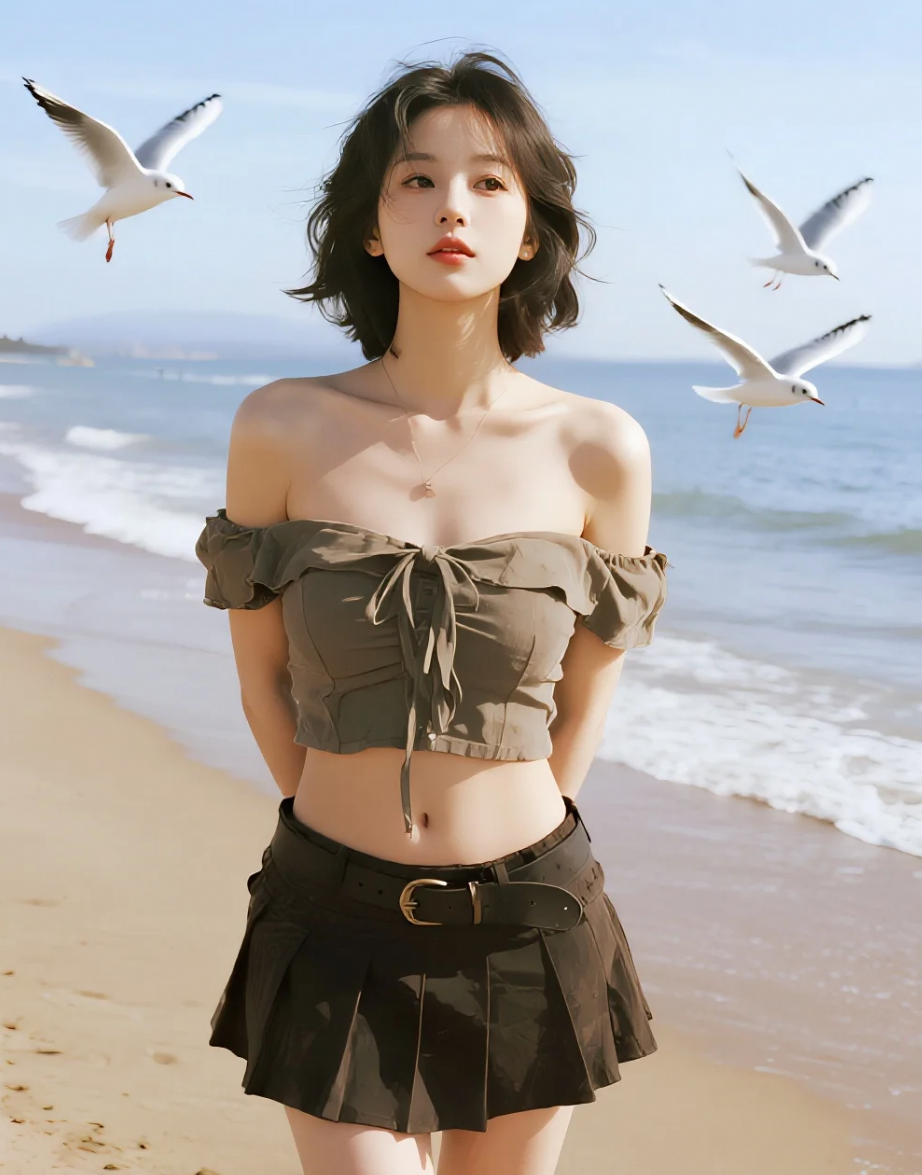 赤脚走在细软沙滩，感受夏日的温度