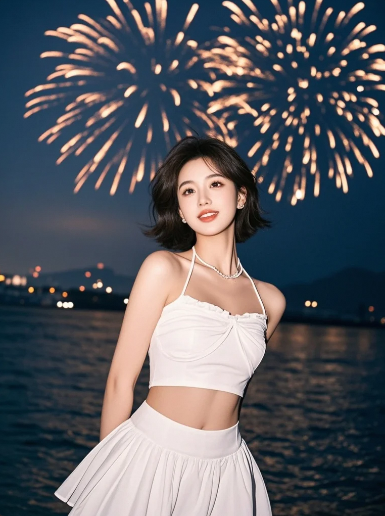 夜海写真：她在焰火中沉醉