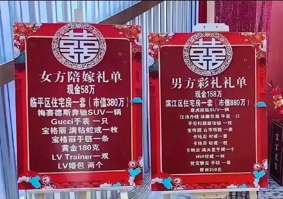 这是什么地方的风俗？
你当初结婚陪嫁的是啥？