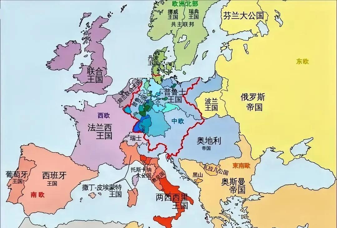 一图了解，1815年的欧洲乱成一锅粥……
1815 年的欧洲，那真的是乱成一锅粥