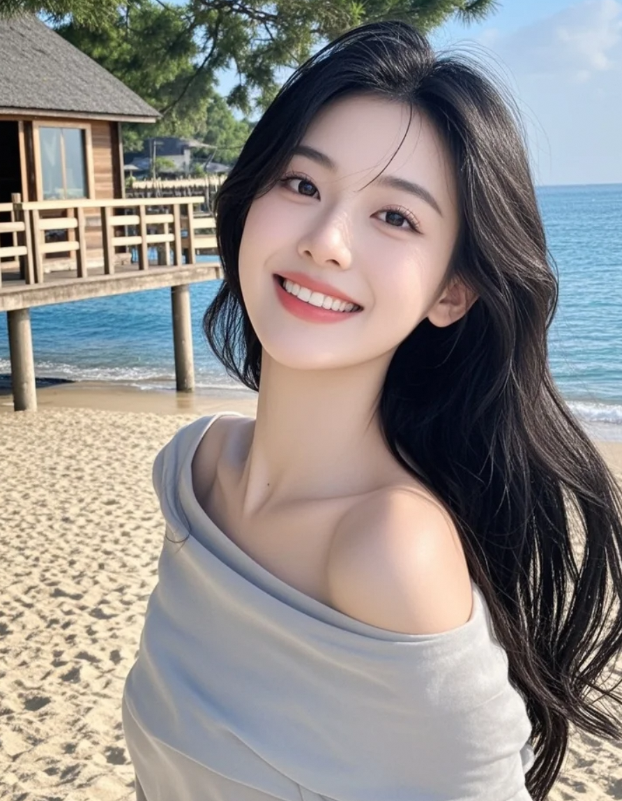 微咸的海风中，我的自拍诉说着青春的美好。