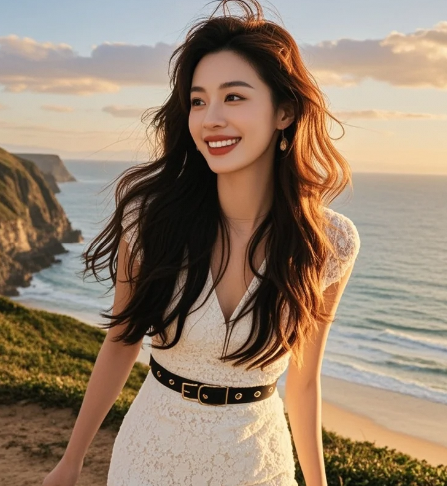 海风是信使，裙角是邮票，寄给黄昏的情书