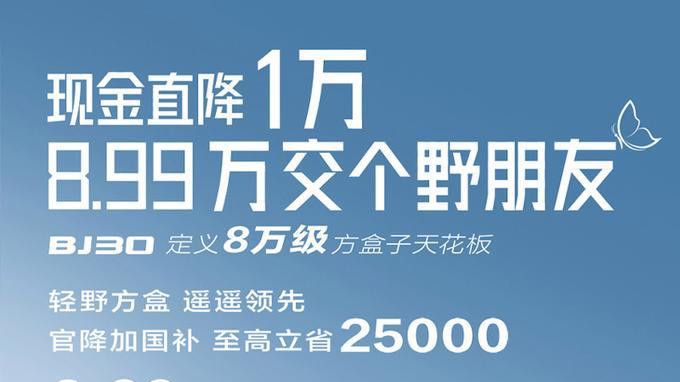 北京汽车：BJ30全新BJ40限时官补！最低8.99万