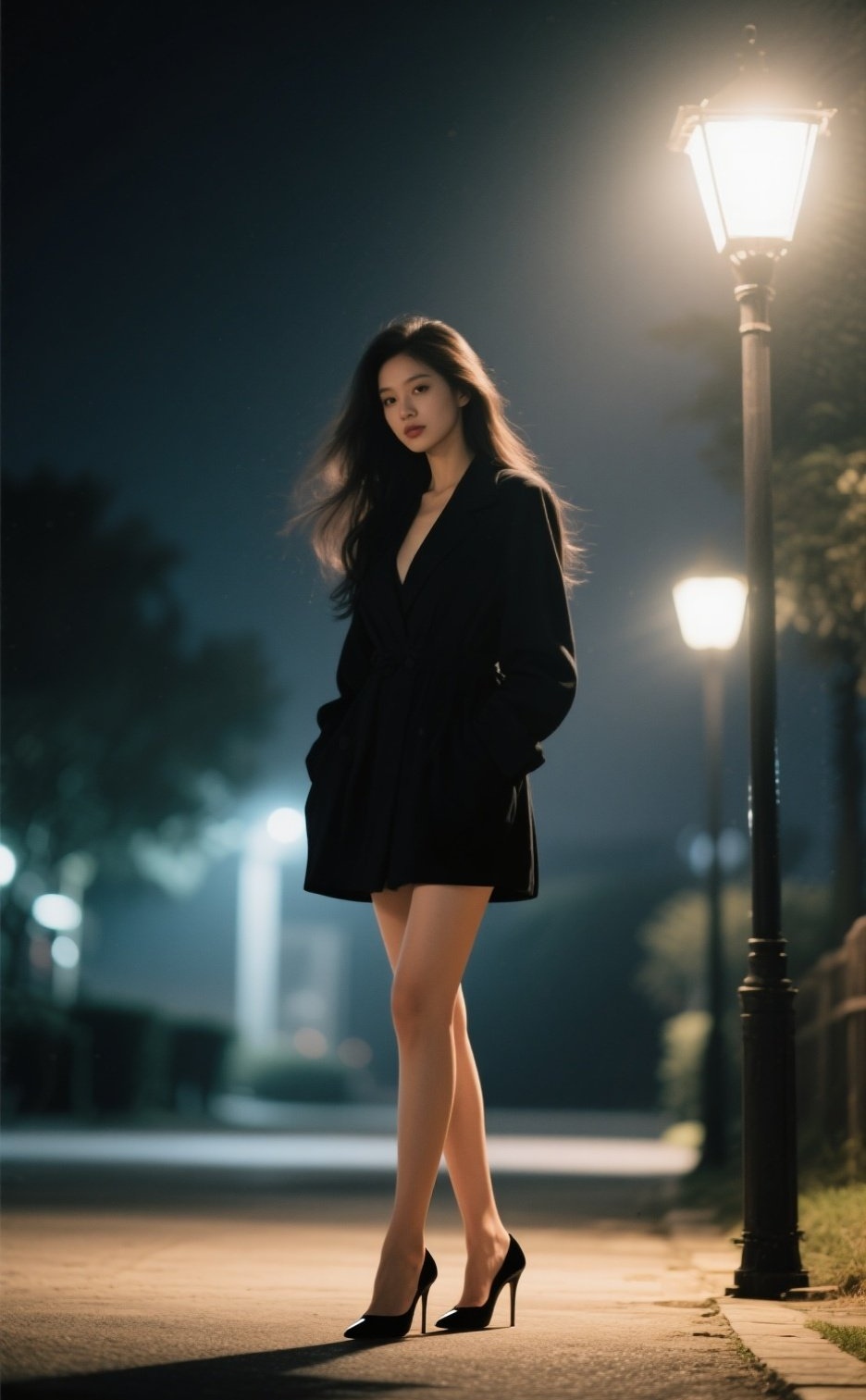 娇俏佳人高跟立，长腿曲线迷倒众生