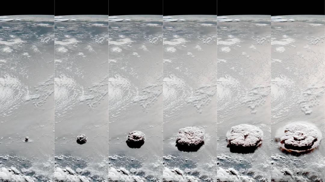 这是2022年汤加水下火山喷发的延时摄影，由卫星拍摄。
#趣聊军事圈##军事##