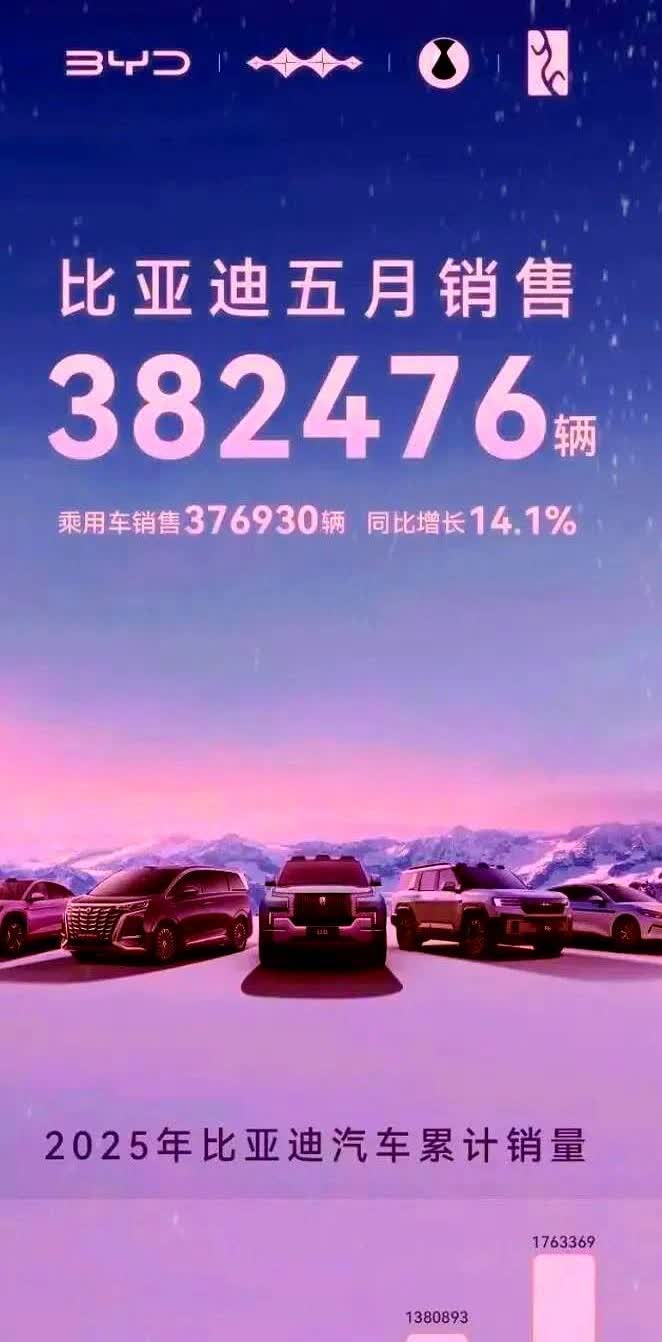 王传福这回算是出名了！

本以为比亚迪会公在5月份卖出382476辆车是王炸