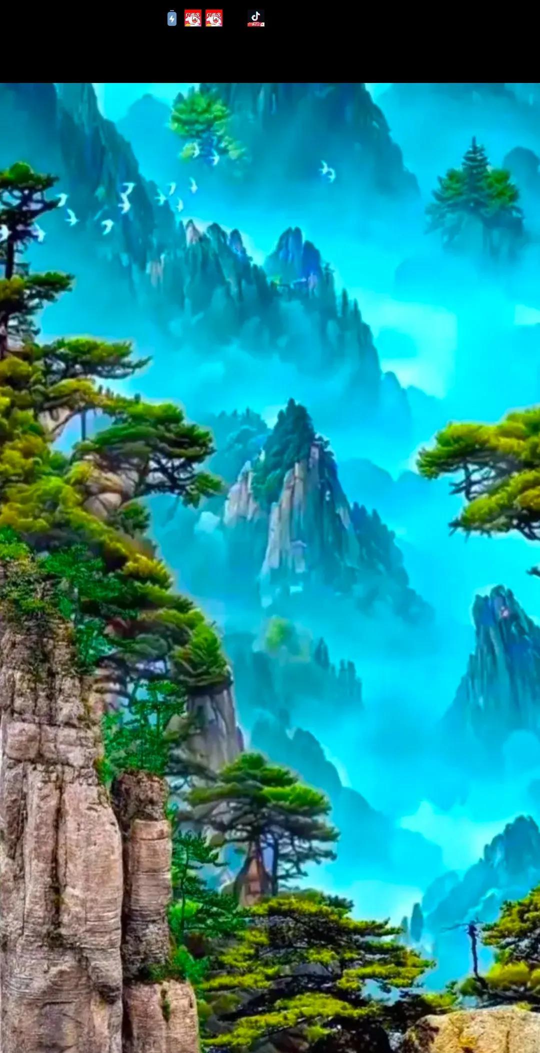 《七律·观奇山胜景》/马进鹏
奇峰峻壑入云深，翠柏苍松伴雾吟。
青鸟翩跹穿碧落，