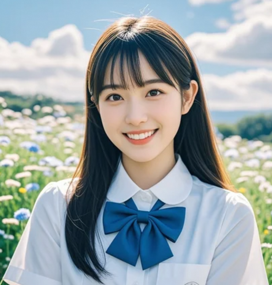 紫色野花与蓝蝴蝶结，撞出青春的浪漫