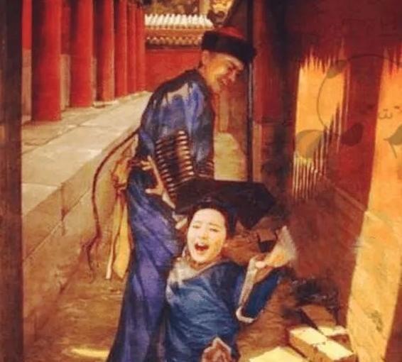 1894年，18岁珍妃被几个太监当众扒掉裤子狠狠抽打，23岁光绪跪倒在地，大气都