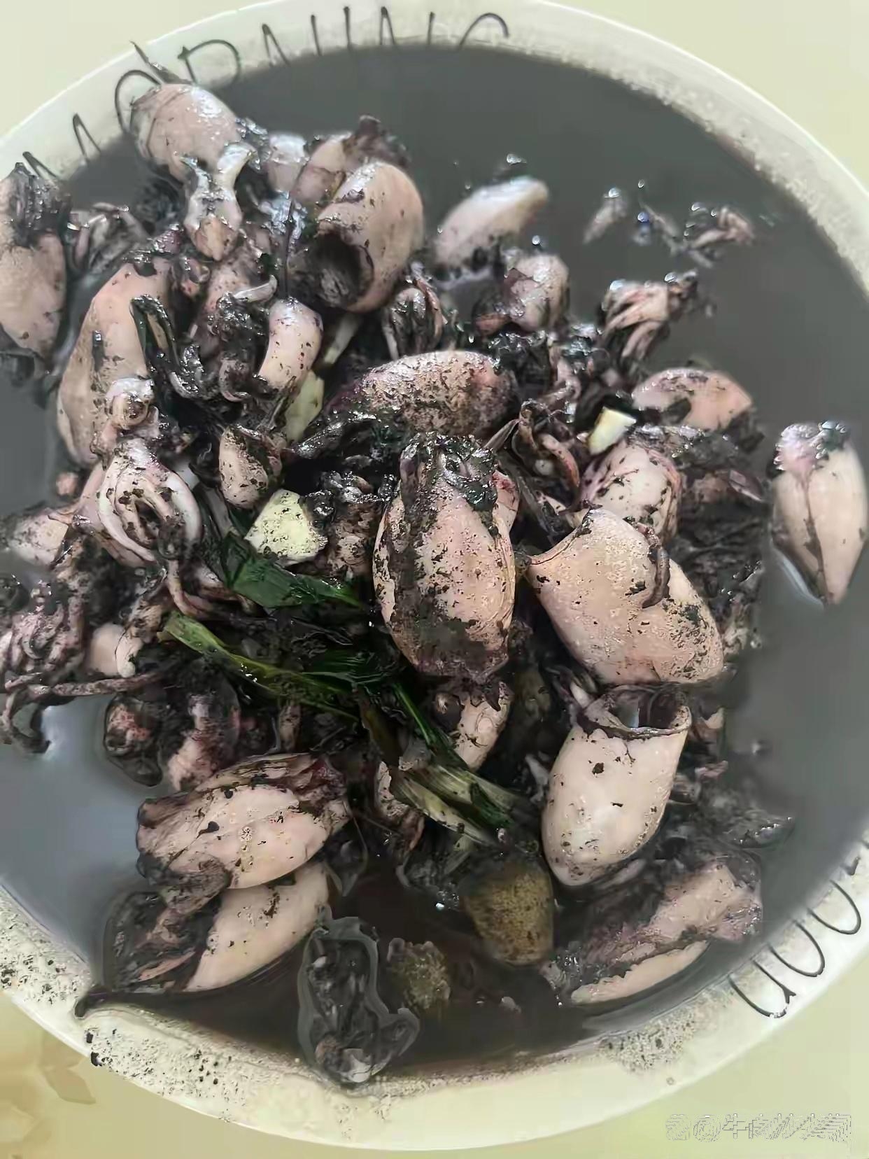家人们，真的是奇怪了，今天上午我在家里炒鱿鱼吃，但是不知道为什么这个鱿鱼越炒越黑