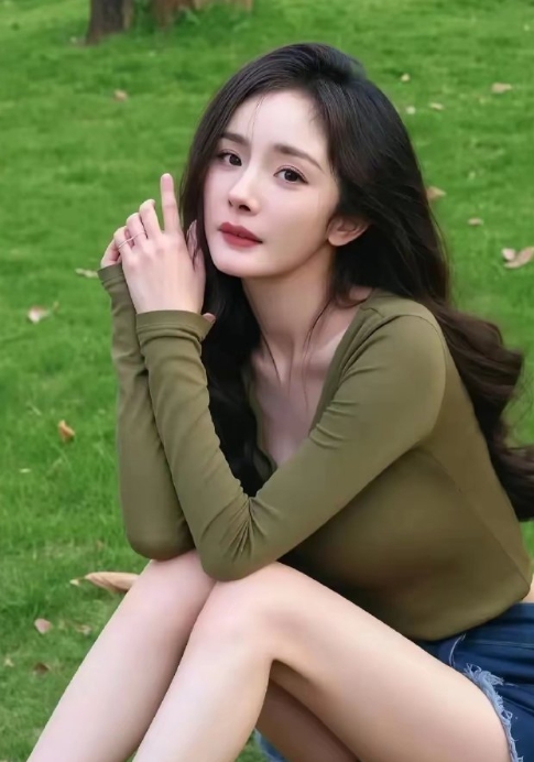杨幂户外瞬间，随性穿搭难掩修长美腿，魅力尽显 ，好漂亮。