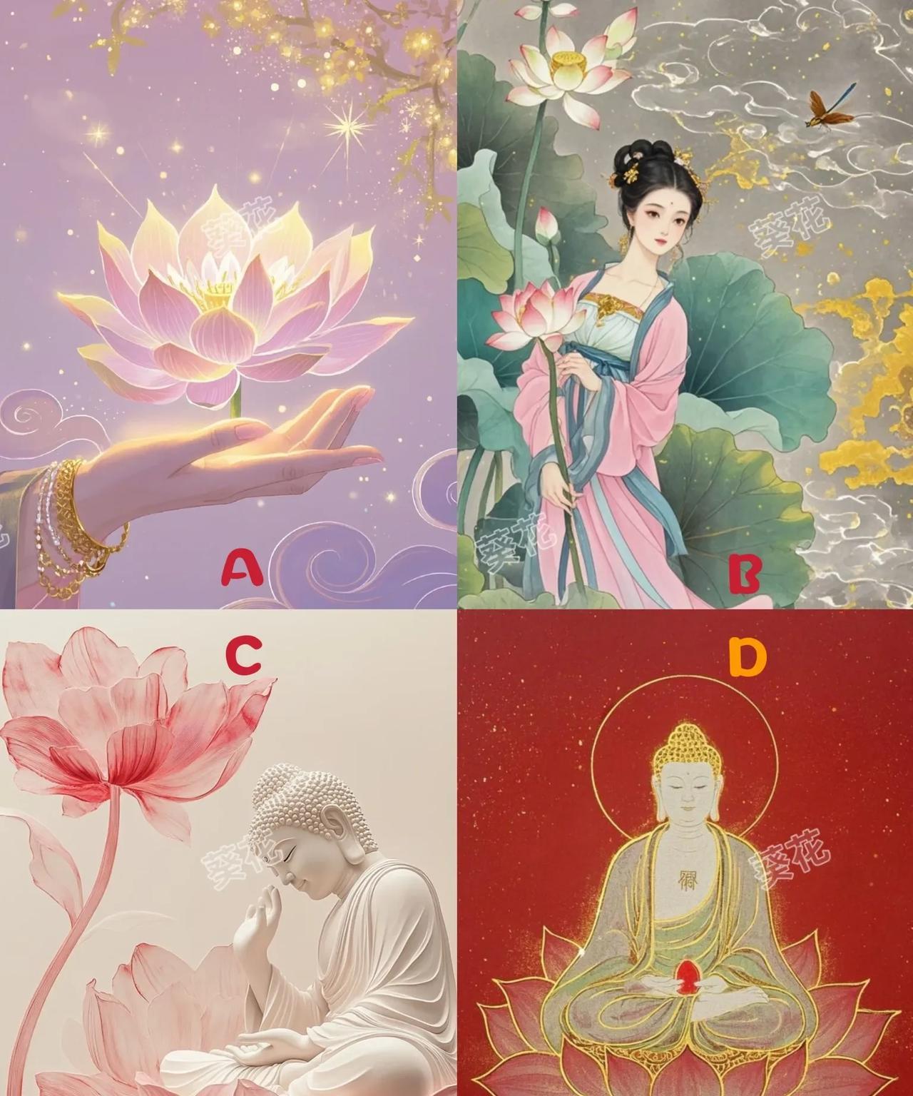 测一测，下半年，你要提防哪些劫难？
下图中，选一朵莲花寓意图
趣味测试，超级准哦