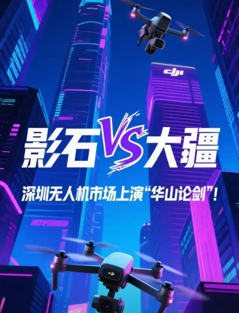 大疆迎来了一个竞争对手，那就是影石360。
影石总部在深圳宝安，大疆总部在深圳南